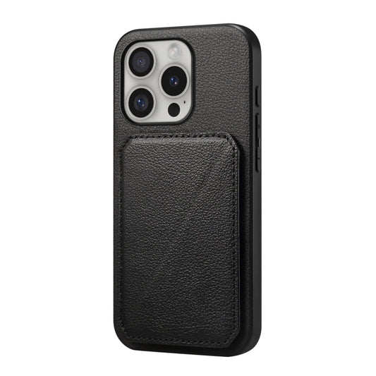 For iPhone 16 Pro Max D04 Calf Texture Dual Card Slot Holder Phone Case(Black) - iPhone 16 Pro Max Cases by buy2fix | Online Shopping UK | buy2fix