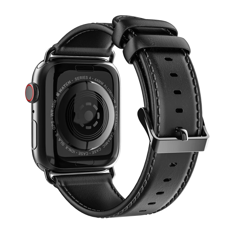 For Apple Watch SE 40mm DUX DUCIS Business Genuine Leather Watch Strap(Black) - Watch Bands by DUX DUCIS | Online Shopping UK | buy2fix