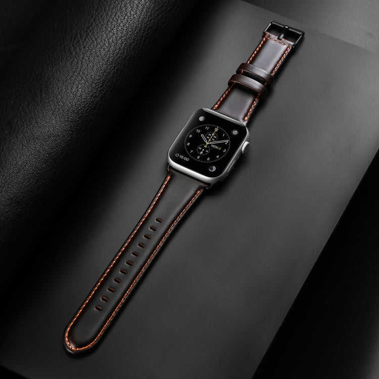 For Apple Watch Series 2 38mm DUX DUCIS Business Genuine Leather Watch Strap(Coffee) - Watch Bands by DUX DUCIS | Online Shopping UK | buy2fix