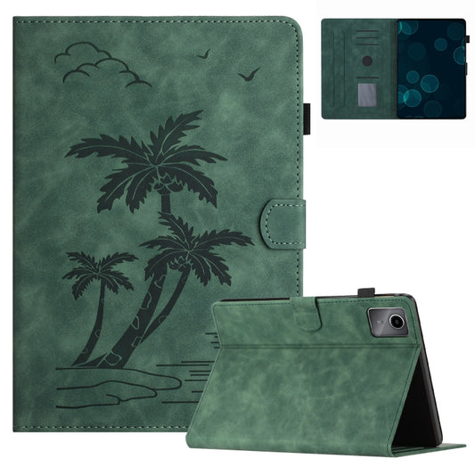 For Lenovo Tab M11/Xiaoxin Pad 11 2024 Coconut Tree Embossed Smart Leather Tablet Case(Green) - Lenovo by buy2fix | Online Shopping UK | buy2fix