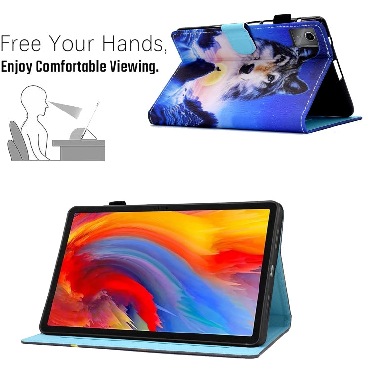 For Lenovo Tab M11 / Xiaoxin Pad 11 2024 Colored Drawing Sewing Pen Slot Leather Tablet Case(Wolf) - Lenovo by buy2fix | Online Shopping UK | buy2fix