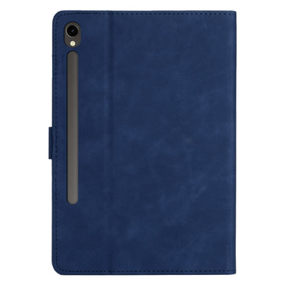 For Samsung Galaxy Tab S9 X710/X716B/X718U Coconut Tree Embossed Smart Leather Tablet Case(Blue) - Galaxy Tab S9 Cases by buy2fix | Online Shopping UK | buy2fix