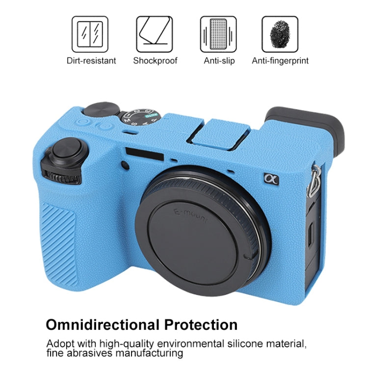 For Sony ILCE-6700 / A6700 Litchi Texture Soft Silicone Protective Case(Blue) - Protective Case by buy2fix | Online Shopping UK | buy2fix