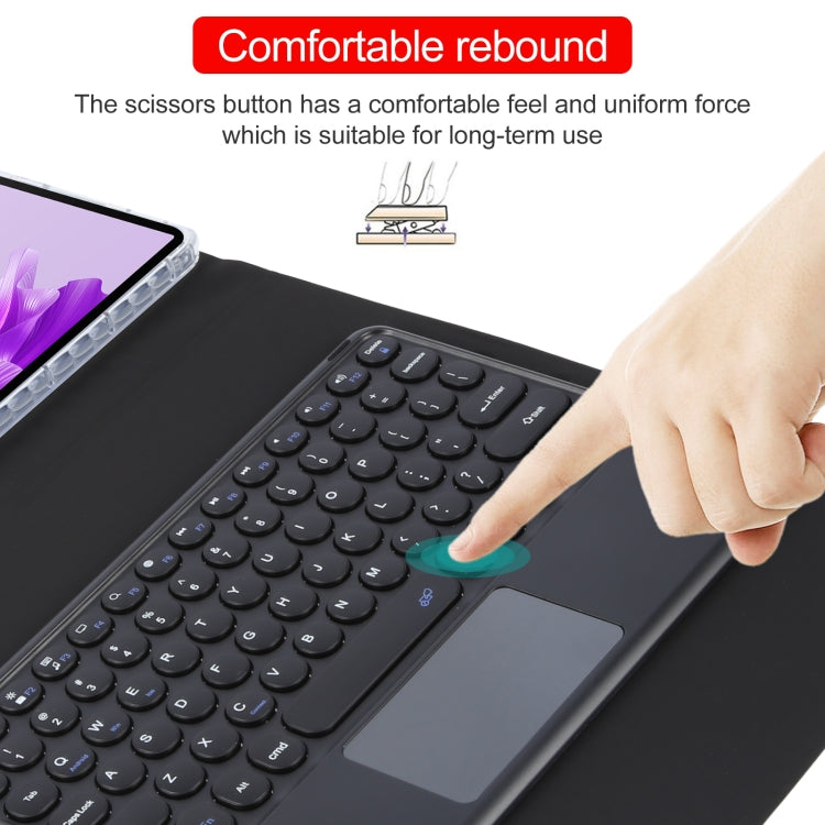 For Huawei MatePad Air 11.5 Round Button Bluetooth Keyboard Rotatable Holder Leather Case with Touchpad(Black) - Huawei Keyboard by buy2fix | Online Shopping UK | buy2fix