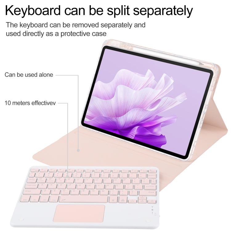 For Huawei MatePad Air 11.5 Square Button Bluetooth Keyboard Rotatable Holder Leather Case with Touchpad(Rose Gold) - Huawei Keyboard by buy2fix | Online Shopping UK | buy2fix