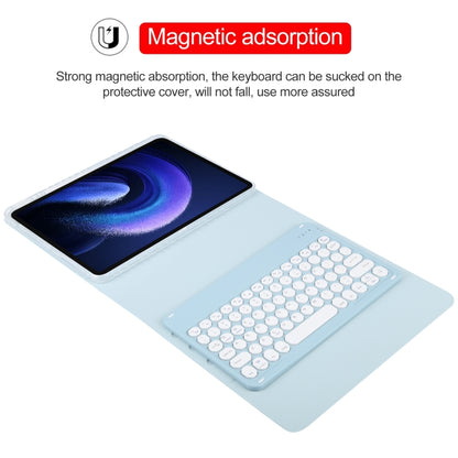 For Xiaomi Pad 6 Round Button Bluetooth Keyboard Rotatable Holder Leather Case(Sky Blue) - Others Keyboard by buy2fix | Online Shopping UK | buy2fix