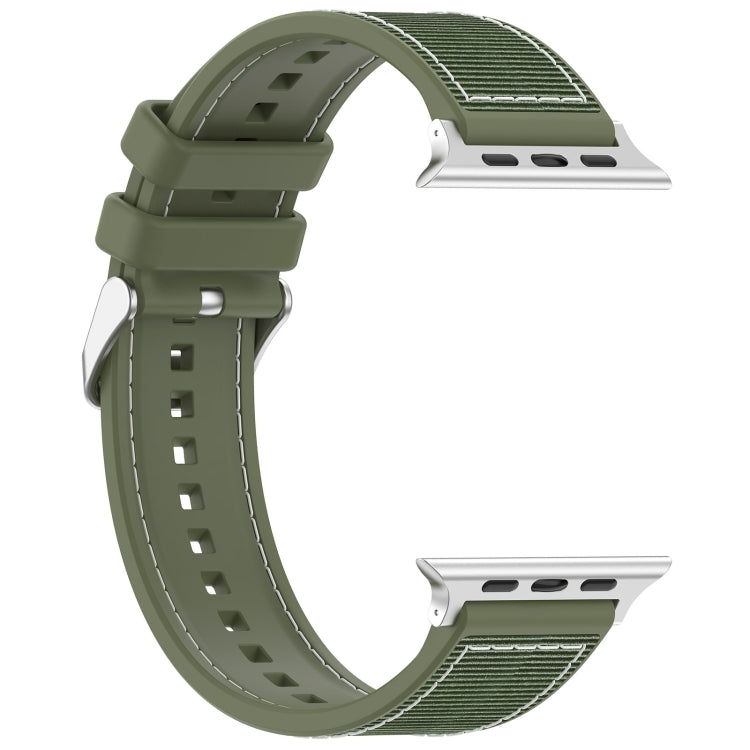 For Apple Watch Ultra 49mm Ordinary Buckle Hybrid Nylon Braid Silicone Watch Band(Green) - Watch Bands by buy2fix | Online Shopping UK | buy2fix