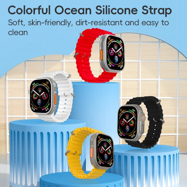 For Apple Watch Series 10 46mm ZGA Ocean Silicone Watch Band(Black) - Watch Bands by ZGA | Online Shopping UK | buy2fix