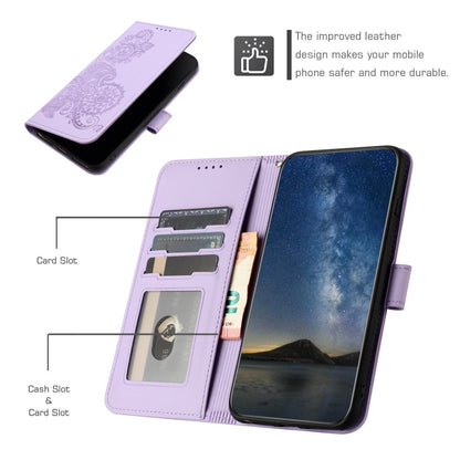 For iPhone SE 2024 Datura Flower Embossed Flip Leather Phone Case(Purple) - More iPhone Cases by buy2fix | Online Shopping UK | buy2fix