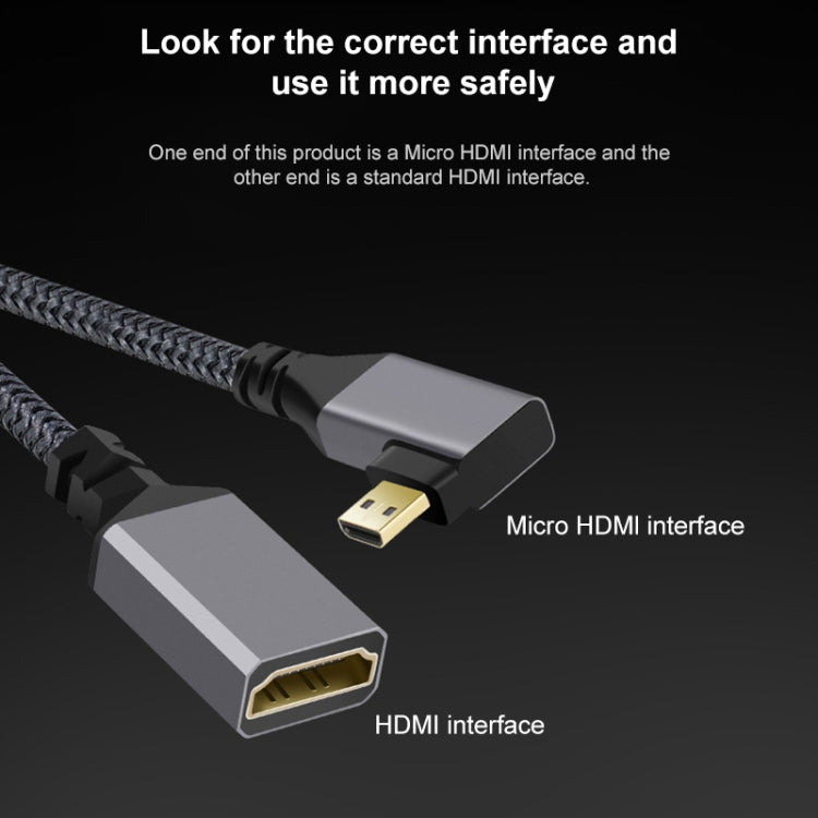 Micro HDMI Male Elbow to HDMI Female 4K UHD 18Gbps Connection Cable, Length:20cm(Grey) - Cable by buy2fix | Online Shopping UK | buy2fix