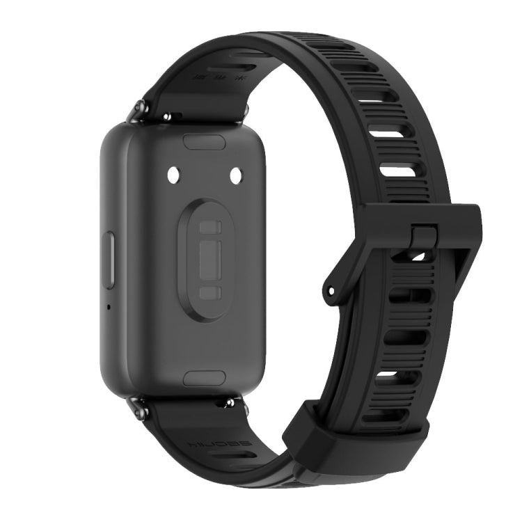 For Samsung Galaxy Fit 3 Mijobs Flat Hole Silicone Watch Band(Black) - Watch Bands by MIJOBS | Online Shopping UK | buy2fix