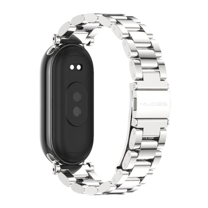 For Xiaomi Mi Band 8 / 9 / 9 NFC Mijobs GT4 Three Beads Metal Watch Band(Silver) - Watch Bands by MIJOBS | Online Shopping UK | buy2fix