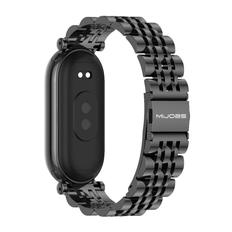 For Xiaomi Mi Band 8 Mijobs GT4 Seven Beads Metal Watch Band(Black) - Watch Bands by MIJOBS | Online Shopping UK | buy2fix