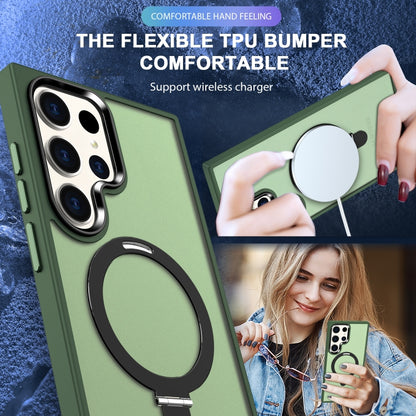For Samsung Galaxy S23 Ultra MagSafe Holder Skin-feel PC Hybrid TPU Phone Case(Dark Green) - Galaxy S23 Ultra 5G Cases by buy2fix | Online Shopping UK | buy2fix