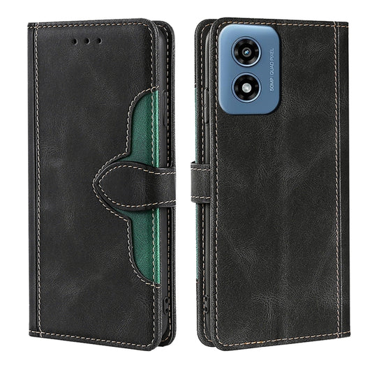 For Motorola Moto G Play 4G 2024 Skin Feel Magnetic Buckle Leather Phone Case(Black) - Motorola Cases by buy2fix | Online Shopping UK | buy2fix