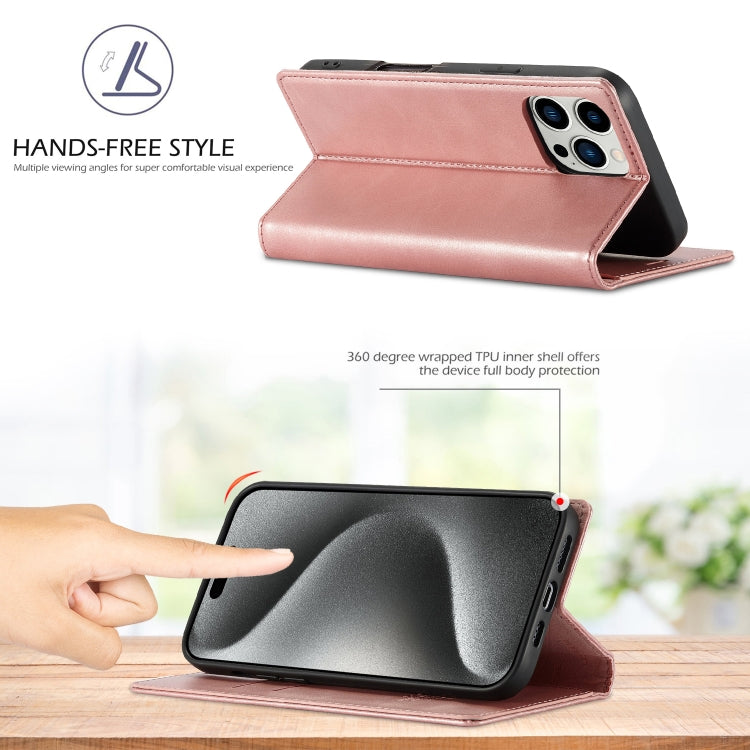 For iPhone 16 Pro Max LC.IMEEKE Strong Magnetism Microfiber Leather Phone Case(Rose Gold) - iPhone 16 Pro Max Cases by LC.IMEEKE | Online Shopping UK | buy2fix