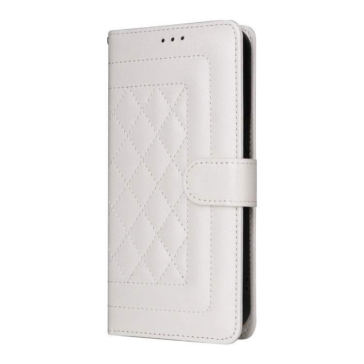 For Realme 9i / OPPO A36 / A96 Diamond Lattice Leather Flip Phone Case(White) - Realme Cases by buy2fix | Online Shopping UK | buy2fix