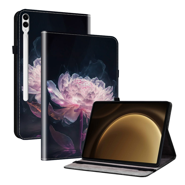 For Samsung Galaxy Tab S9+ / S9 FE+ Crystal Texture Painted Leather Tablet Case(Purple Peony) - Galaxy Tab S9+ Cases by buy2fix | Online Shopping UK | buy2fix