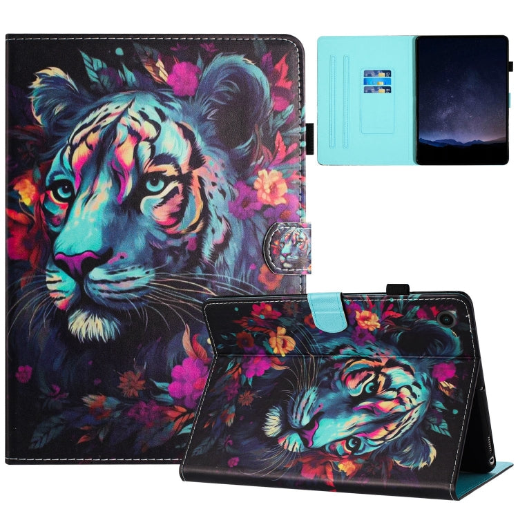 For Samsung Galaxy Tab A9+ Painted Litchi Leather Sewing Smart Tablet Case(Tiger) - Galaxy Tab A9+ by buy2fix | Online Shopping UK | buy2fix