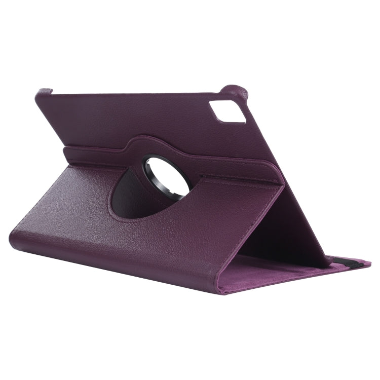 For iPad Air 13 2024 360 Degree Rotation Litchi Texture Leather Tablet Case with Holder(Purple) - iPad Air 13 2024 Cases by buy2fix | Online Shopping UK | buy2fix