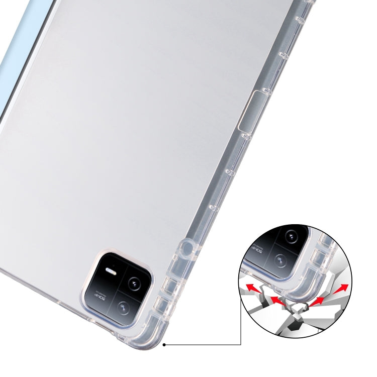 For iPad Pro 13 2024 3-fold Clear TPU Smart Leather Tablet Case with Pen Slot(Ice Blue) - iPad Pro 13 2024 Cases by buy2fix | Online Shopping UK | buy2fix