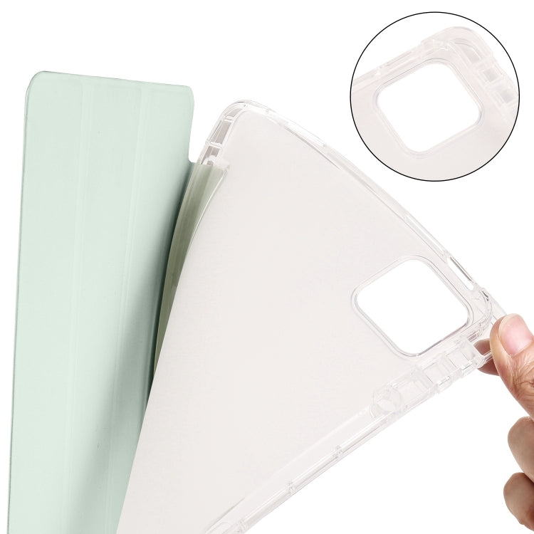 For iPad Air 11 2024 3-fold Clear TPU Smart Leather Tablet Case with Pen Slot(Light Green) - iPad Air 11 2024 Cases by buy2fix | Online Shopping UK | buy2fix