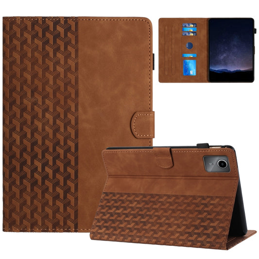 For Lenovo Tab M11/Xiaoxin Pad 11 2024 Building Blocks Embossed Leather Smart Tablet Case(Brown) - Lenovo by buy2fix | Online Shopping UK | buy2fix