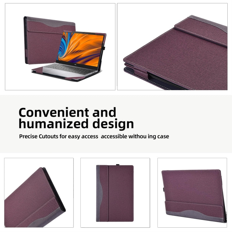 For HP Pavilion X360 Laptop 14t-ek / 14-ek Leather Laptop Shockproof Protective Case(Wine Red) - Screen & Keyboard Cover by buy2fix | Online Shopping UK | buy2fix