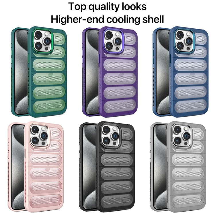 For iPhone 15 Pro Cooling Armor Translucent Mesh Breathable Phone Case(Grey) - iPhone 15 Pro Cases by buy2fix | Online Shopping UK | buy2fix