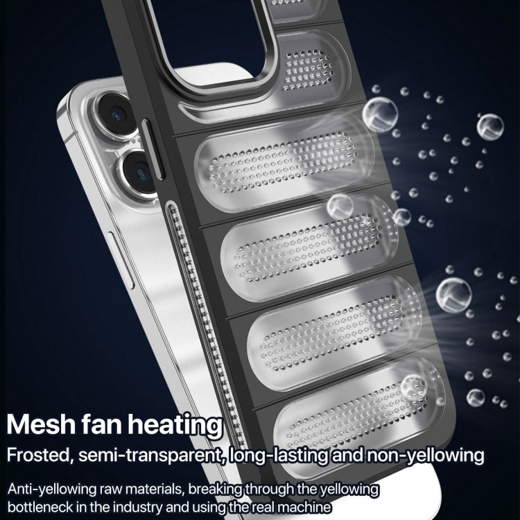 For iPhone 15 Pro Cooling Armor Translucent Mesh Breathable Phone Case(Grey) - iPhone 15 Pro Cases by buy2fix | Online Shopping UK | buy2fix