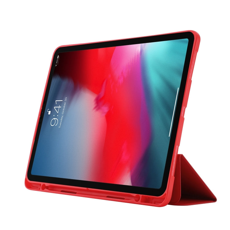 For iPad Pro 11 2024 Skin Feel Tri-fold Leather Tablet Case with Pen Slot(Red) - iPad Pro 11 2024 Cases by buy2fix | Online Shopping UK | buy2fix