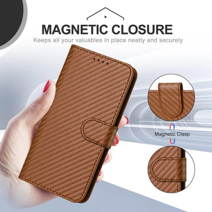 For iPhone 16 Pro Max YX0070 Carbon Fiber Buckle Leather Phone Case with Lanyard(Coffee) - iPhone 16 Pro Max Cases by buy2fix | Online Shopping UK | buy2fix