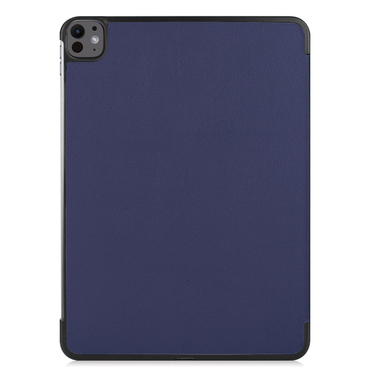 For iPad Pro 13 2024 Custer Pure Color 3-Fold Holder Smart Leather Tablet Case(Dark Blue) - iPad Pro 13 2024 Cases by buy2fix | Online Shopping UK | buy2fix