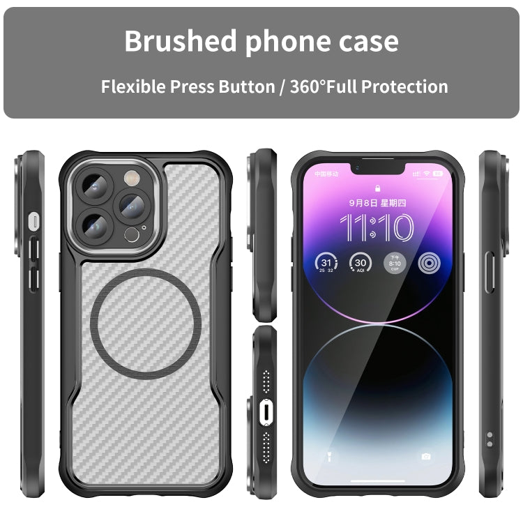 For iPhone 13 Pro Max Carbon Fiber Texture MagSafe Translucent Phone Case(Black) - iPhone 13 Pro Max Cases by buy2fix | Online Shopping UK | buy2fix