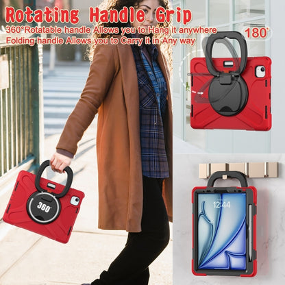 For iPad Air 11 2024 Silicone Hybrid PC Tablet Case with Holder & Shoulder Strap(Red) - iPad Air 11 2024 Cases by buy2fix | Online Shopping UK | buy2fix