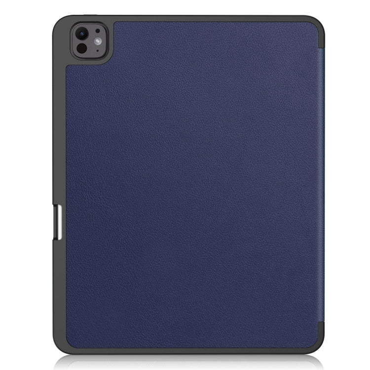 For iPad Pro 13 2024 Custer TPU Pure Color 3-Fold Holder Smart Leather Tablet Case with Pen Tray(Dark Blue) - iPad Pro 13 2024 Cases by buy2fix | Online Shopping UK | buy2fix