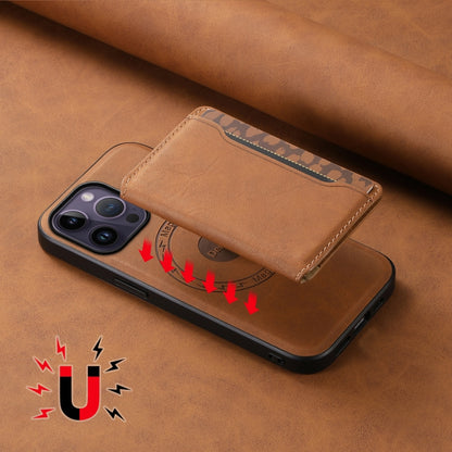 For iPhone 14 Pro Max Denior D13 Retro Texture Leather MagSafe Card Bag Phone Case(Brown) - iPhone 14 Pro Max Cases by Denior | Online Shopping UK | buy2fix