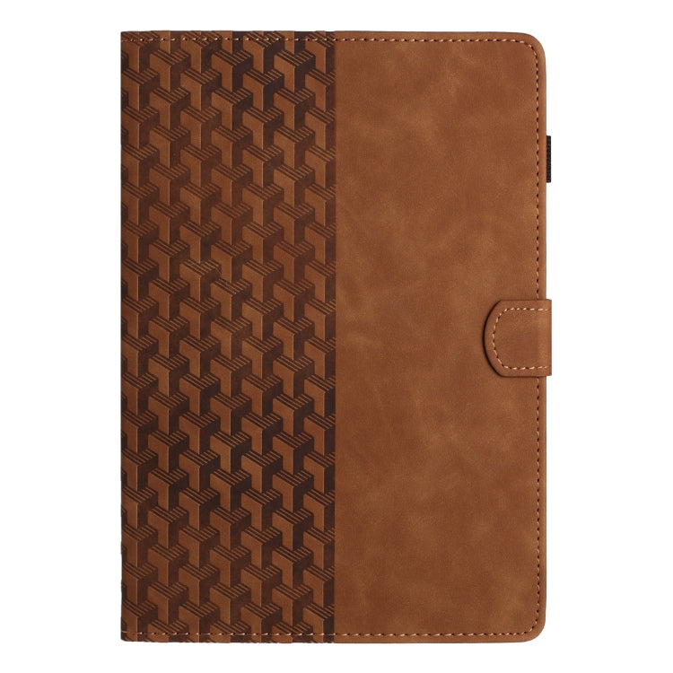 For Samsung Galaxy Tab A9 Building Blocks Embossed Leather Tablet Case(Brown) - Galaxy Tab A9 by buy2fix | Online Shopping UK | buy2fix