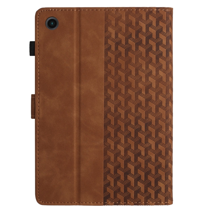 For Samsung Galaxy Tab A9 Building Blocks Embossed Leather Tablet Case(Brown) - Galaxy Tab A9 by buy2fix | Online Shopping UK | buy2fix