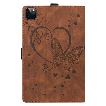 For iPad Pro 13 2024 Love Butterfly Embossed Leather Tablet Case(Brown) - iPad Pro 13 2024 Cases by buy2fix | Online Shopping UK | buy2fix