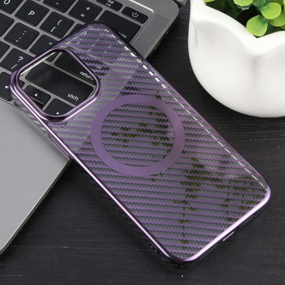 For iPhone 15 Pro 6D Plated Carbon Fiber Clear Magsafe PC Phone Case(Aurora Purple) - iPhone 15 Pro Cases by buy2fix | Online Shopping UK | buy2fix