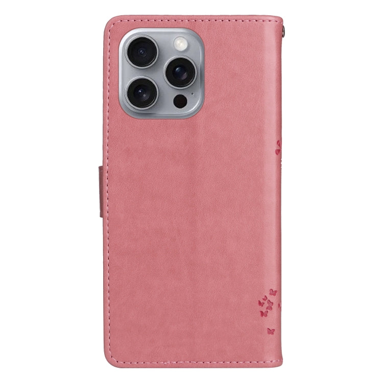 For iPhone 16 Pro Max Tree & Cat Embossed Pattern Flip Leather Phone Case(Pink) - iPhone 16 Pro Max Cases by buy2fix | Online Shopping UK | buy2fix