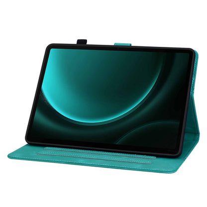 For Samsung Galaxy Tab S9 / S9 FE Lily Embossed Leather Tablet Case(Green) - Galaxy Tab S9 Cases by buy2fix | Online Shopping UK | buy2fix