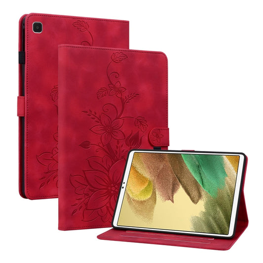 For Samsung Galaxy Tab A7 Lite 8.7 Lily Embossed Leather Tablet Case(Red) - Tab A7 Lite T220 / T225 by buy2fix | Online Shopping UK | buy2fix