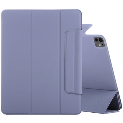 For iPad Pro 11 2024 Double-sided Clip Fixed Buckle Magnetic PU Leather Smart Tablet Case(Purple) - iPad Pro 11 2024 Cases by buy2fix | Online Shopping UK | buy2fix