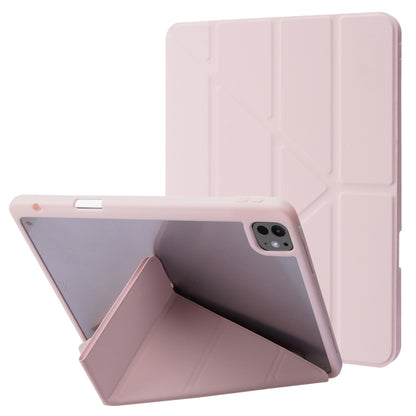 For iPad Pro 11 2024 Deformation Transparent Acrylic Leather Tablet Case(Pink) - iPad Pro 11 2024 Cases by buy2fix | Online Shopping UK | buy2fix