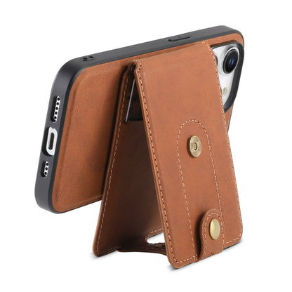 For iPhone 15 Pro Denior D14 NK Retro Pattern MagSafe Magnetic Card Holder Leather Phone Case(Brown) - iPhone 15 Pro Cases by Denior | Online Shopping UK | buy2fix