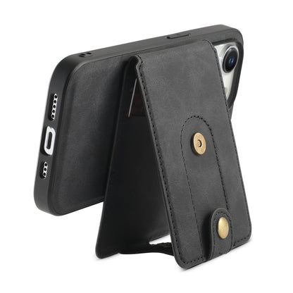 For iPhone 14/13 Denior D14 NK Retro Pattern MagSafe Magnetic Card Holder Leather Phone Case(Black) - iPhone 14 Cases by Denior | Online Shopping UK | buy2fix