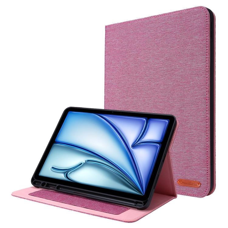 For iPad Air 13 2024 Fabric Leather Tablet Case(Rose Red) - iPad Air 13 2024 Cases by buy2fix | Online Shopping UK | buy2fix