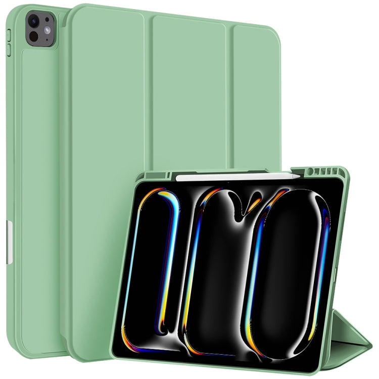 For iPad Pro 11 2024 3-fold TPU Smart Leather Tablet Case with Pen Slot(Green) - iPad Pro 11 2024 Cases by buy2fix | Online Shopping UK | buy2fix